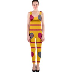 Decorative Harts Pattern Onepiece Catsuit by Valentinaart