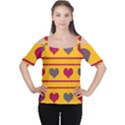 Decorative harts pattern Women s Cutout Shoulder Tee View1