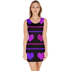 Purple and magenta harts pattern Sleeveless Bodycon Dress