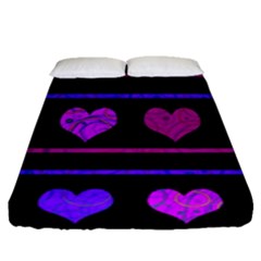 Purple and magenta harts pattern Fitted Sheet (Queen Size)