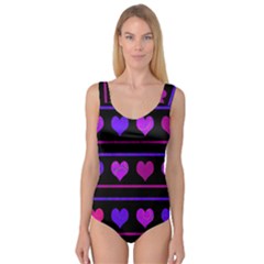 Purple and magenta harts pattern Princess Tank Leotard 