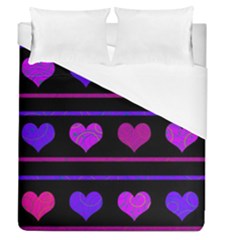 Purple and magenta harts pattern Duvet Cover (Queen Size)