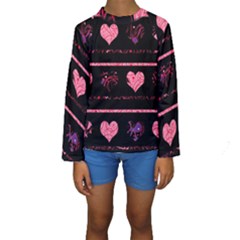 Pink Elegant Harts Pattern Kids  Long Sleeve Swimwear by Valentinaart