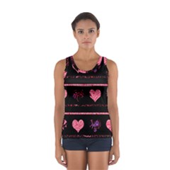 Pink Elegant Harts Pattern Women s Sport Tank Top 