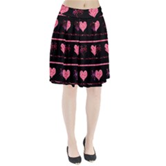 Pink Elegant Harts Pattern Pleated Skirt