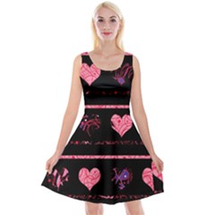 Pink Elegant Harts Pattern Reversible Velvet Sleeveless Dress