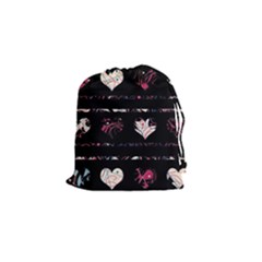 Elegant Harts Pattern Drawstring Pouches (small)  by Valentinaart