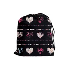 Elegant Harts Pattern Drawstring Pouches (large) 