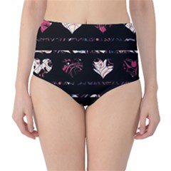 Elegant Harts Pattern High-waist Bikini Bottoms