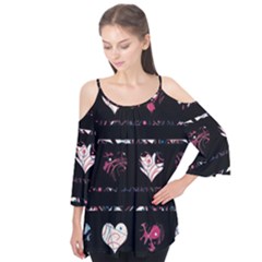 Elegant Harts Pattern Flutter Tees