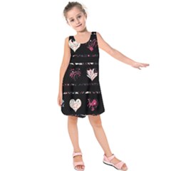 Elegant Harts Pattern Kids  Sleeveless Dress by Valentinaart