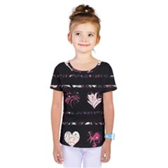 Elegant Harts Pattern Kids  One Piece Tee