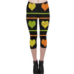 Colorful Harts Pattern Capri Leggings 