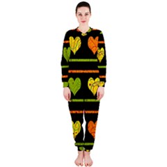 Colorful Harts Pattern Onepiece Jumpsuit (ladies)  by Valentinaart