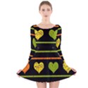 Colorful harts pattern Long Sleeve Velvet Skater Dress View1