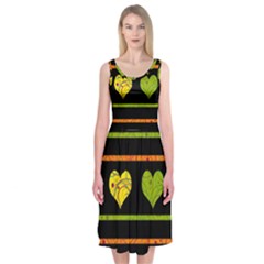 Colorful Harts Pattern Midi Sleeveless Dress