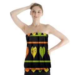 Colorful Harts Pattern Strapless Top