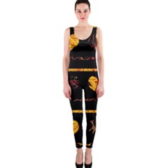 Yellow Harts Pattern Onepiece Catsuit by Valentinaart