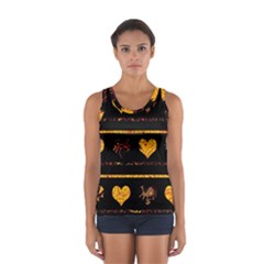 Yellow Harts Pattern Women s Sport Tank Top 