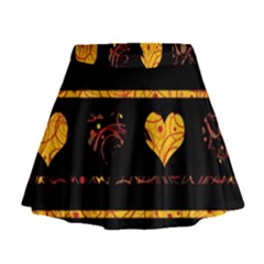 Yellow Harts Pattern Mini Flare Skirt by Valentinaart