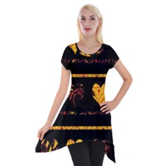 Yellow Harts Pattern Short Sleeve Side Drop Tunic by Valentinaart