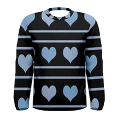 Blue Harts Pattern Men s Long Sleeve Tee