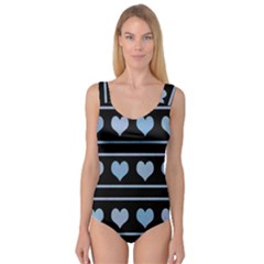 Blue Harts Pattern Princess Tank Leotard 