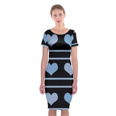 Blue Harts Pattern Classic Short Sleeve Midi Dress by Valentinaart