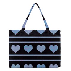 Blue Harts Pattern Medium Tote Bag by Valentinaart