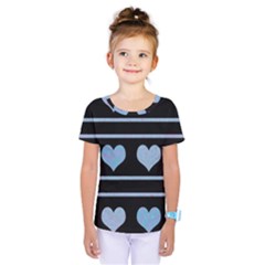 Blue Harts Pattern Kids  One Piece Tee