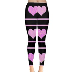 Pink Harts Pattern Leggings  by Valentinaart