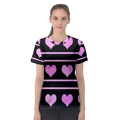 Pink Harts Pattern Women s Sport Mesh Tee