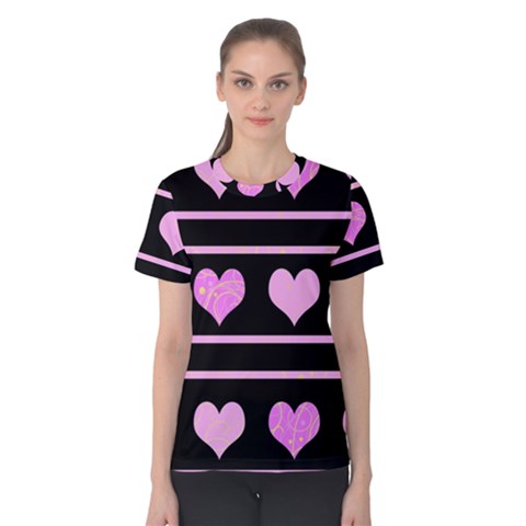 Pink Harts Pattern Women s Cotton Tee by Valentinaart