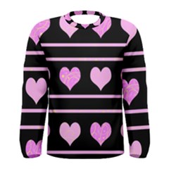 Pink Harts Pattern Men s Long Sleeve Tee by Valentinaart