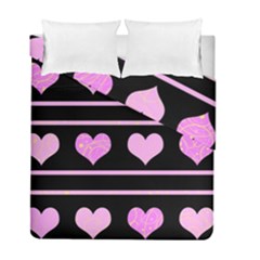 Pink Harts Pattern Duvet Cover Double Side (full/ Double Size) by Valentinaart