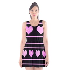 Pink Harts Pattern Scoop Neck Skater Dress by Valentinaart