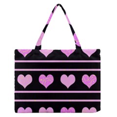 Pink Harts Pattern Medium Zipper Tote Bag by Valentinaart