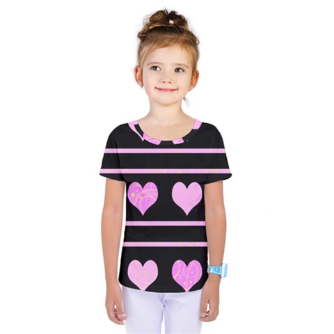 Pink Harts Pattern Kids  One Piece Tee by Valentinaart