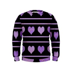 Purple Harts Pattern Kids  Sweatshirt by Valentinaart