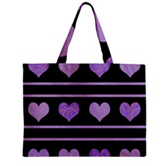 Purple Harts Pattern Zipper Mini Tote Bag by Valentinaart