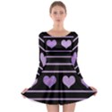 Purple harts pattern Long Sleeve Skater Dress View1