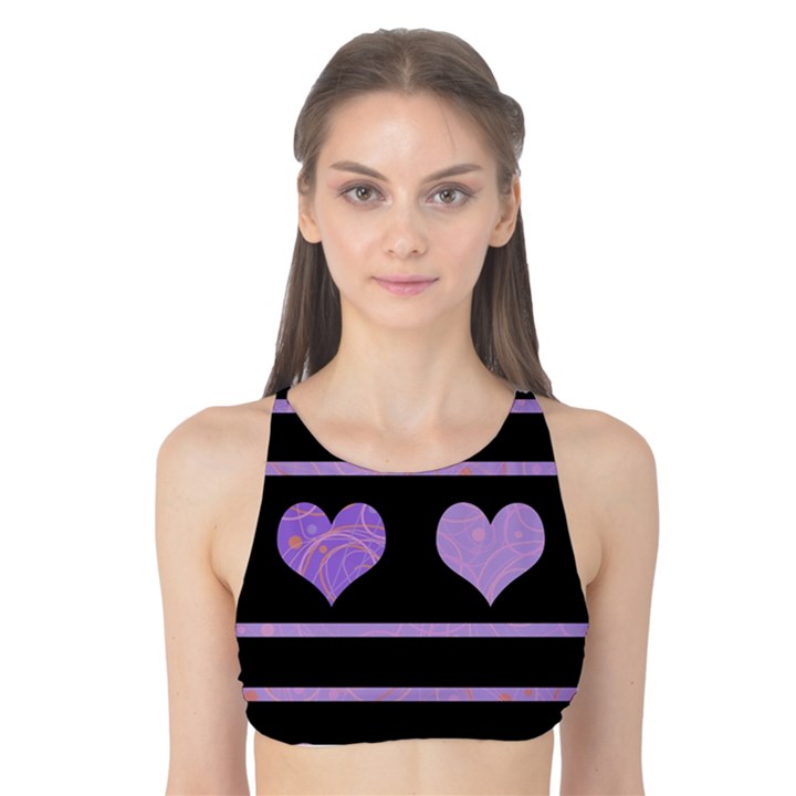 Purple harts pattern Tank Bikini Top