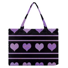 Purple Harts Pattern Medium Zipper Tote Bag by Valentinaart