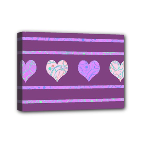 Purple Harts Pattern 2 Mini Canvas 7  X 5 