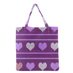 Purple Harts Pattern 2 Grocery Tote Bag by Valentinaart