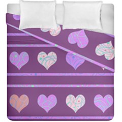 Purple Harts Pattern 2 Duvet Cover Double Side (king Size) by Valentinaart