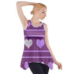 Purple Harts Pattern 2 Side Drop Tank Tunic by Valentinaart