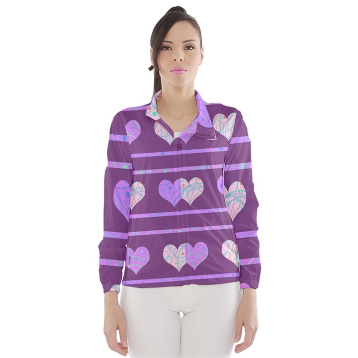 Purple harts pattern 2 Wind Breaker (Women)