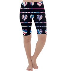 Colorful Harts Pattern Cropped Leggings  by Valentinaart