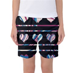 Colorful Harts Pattern Women s Basketball Shorts